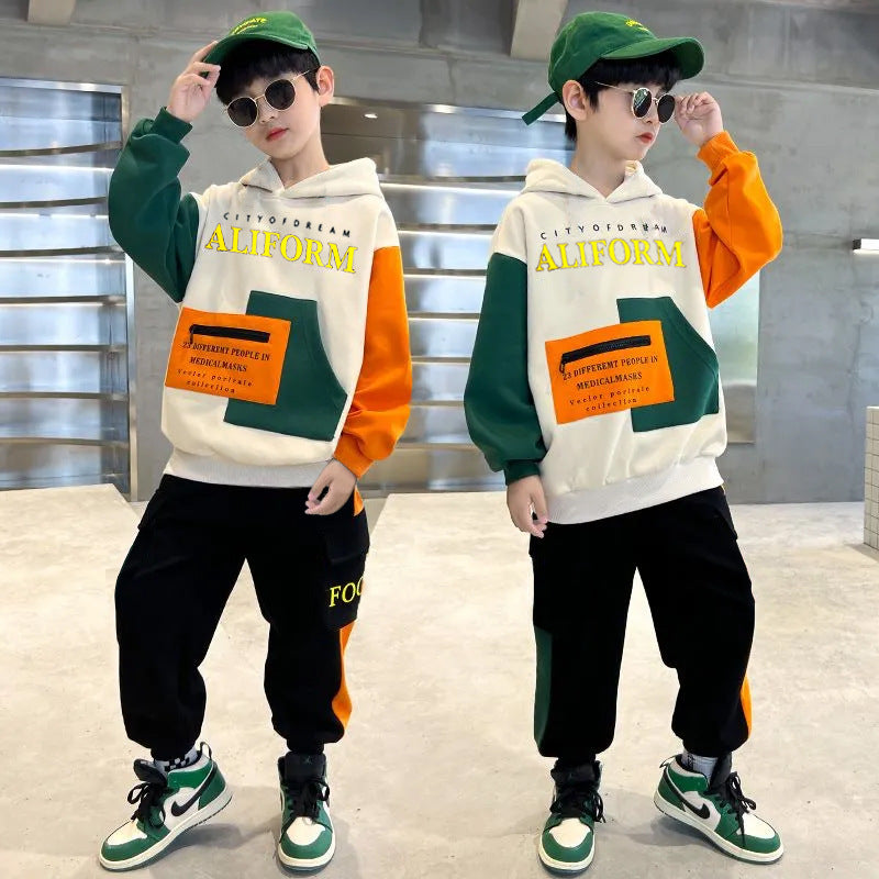 FG25112001兒童裝男童春裝套裝全新中大童春秋款衛衣運動服網紅炸街潮