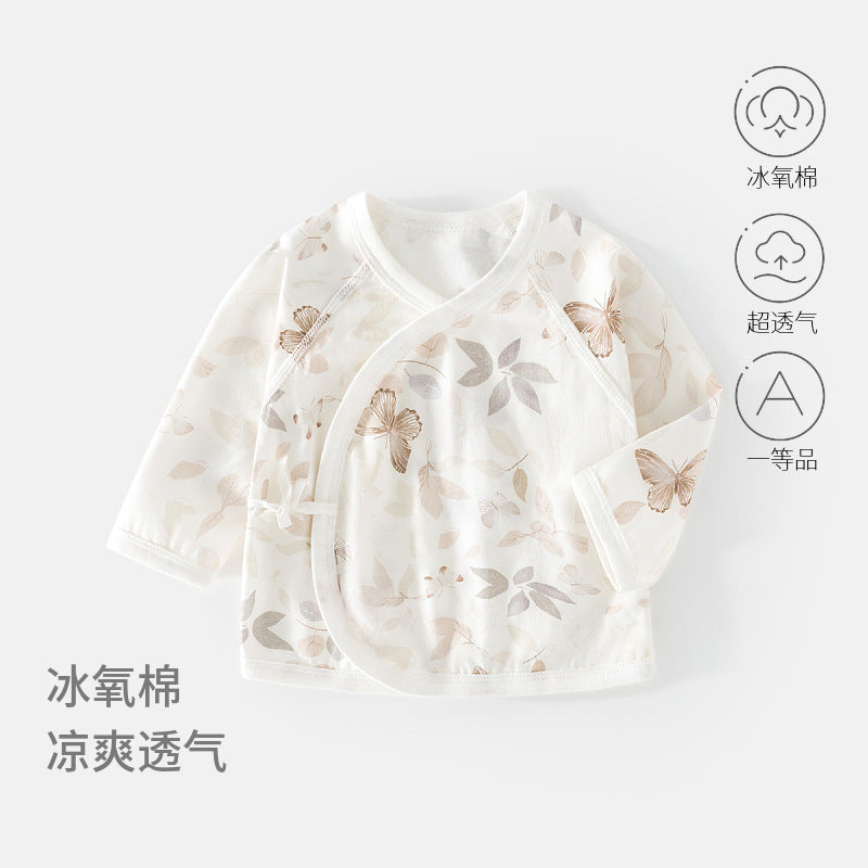 GJ26051412🎈精品質感🎈新生婴儿夏款冰氧棉半背宝宝上衣无骨薄款和尚服初生睡衣满月空调