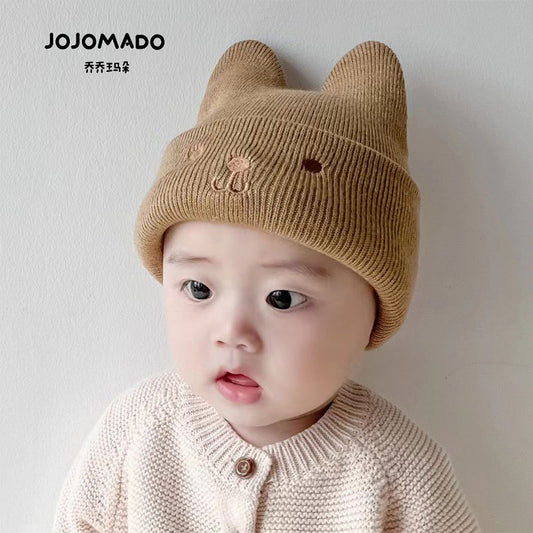 Z23112103嬰兒帽秋季網紅ins小可愛毛線帽嬰幼兒寶寶秋冬保暖套頭針織帽(9-15天到貨)