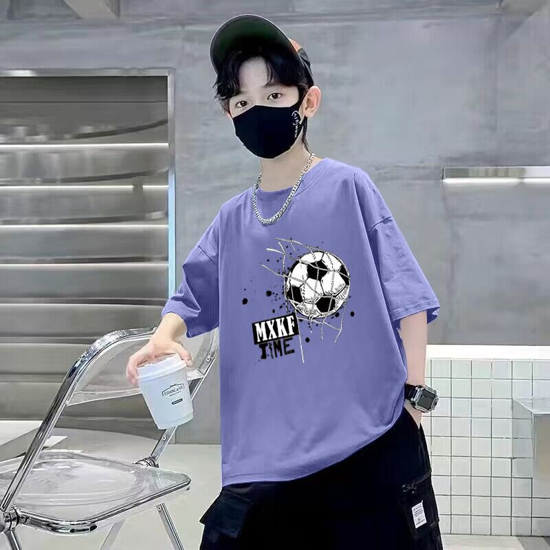 FO26062604 男童短袖棉質t恤夏季新款寬鬆帥氣印花透氣卡通中大童半袖兒童潮