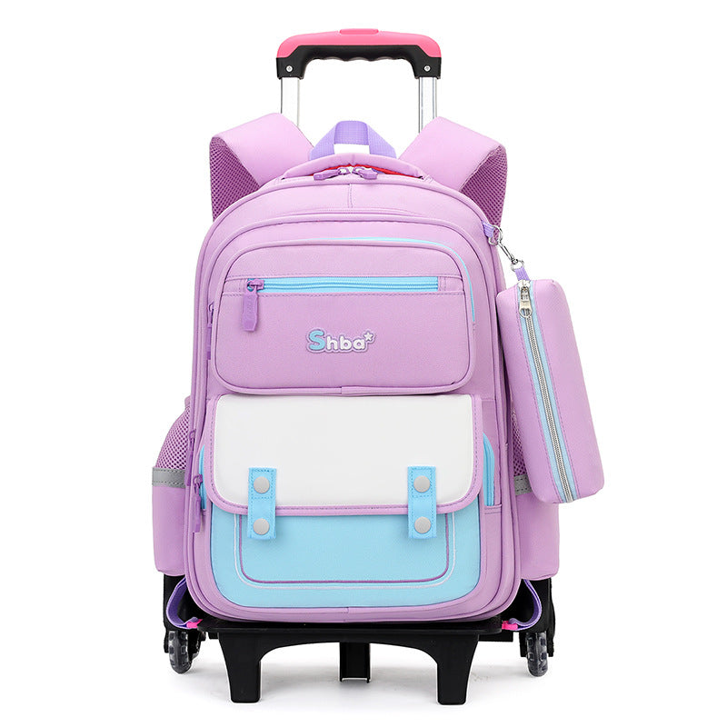 Z25022310亞馬遜跨境新品兒童拉桿書包小學生男女生爬樓梯六輪防水護脊減負