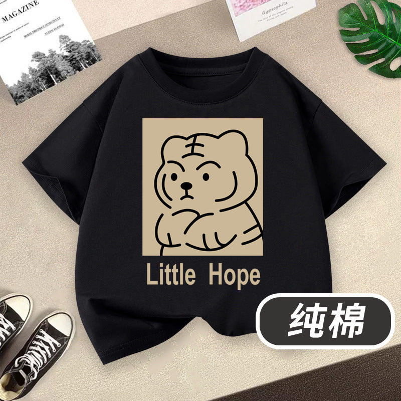 FN26052902童裝男童短袖t卹2026全新虎頭印花男孩圓領夏季純棉兒童純棉上衣