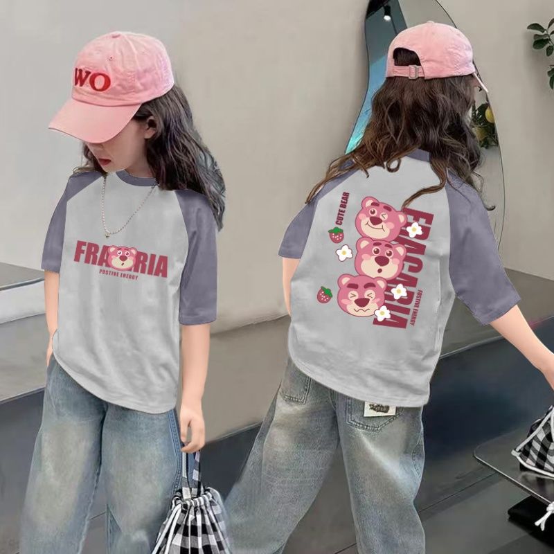 CE26022616女童夏季短袖T恤纯棉2026新款儿童洋气半袖女孩夏装薄款体恤上衣t