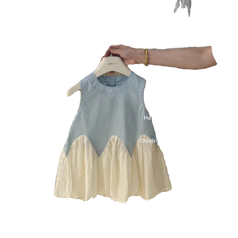 C23061603韓國版背心裙芭蕾美術女童魚尾裙花邊剪裁設計感寶寶公主裙