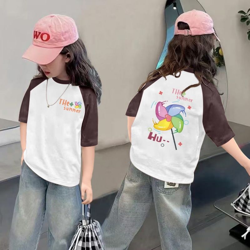 CE26022616女童夏季短袖T恤纯棉2026新款儿童洋气半袖女孩夏装薄款体恤上衣t