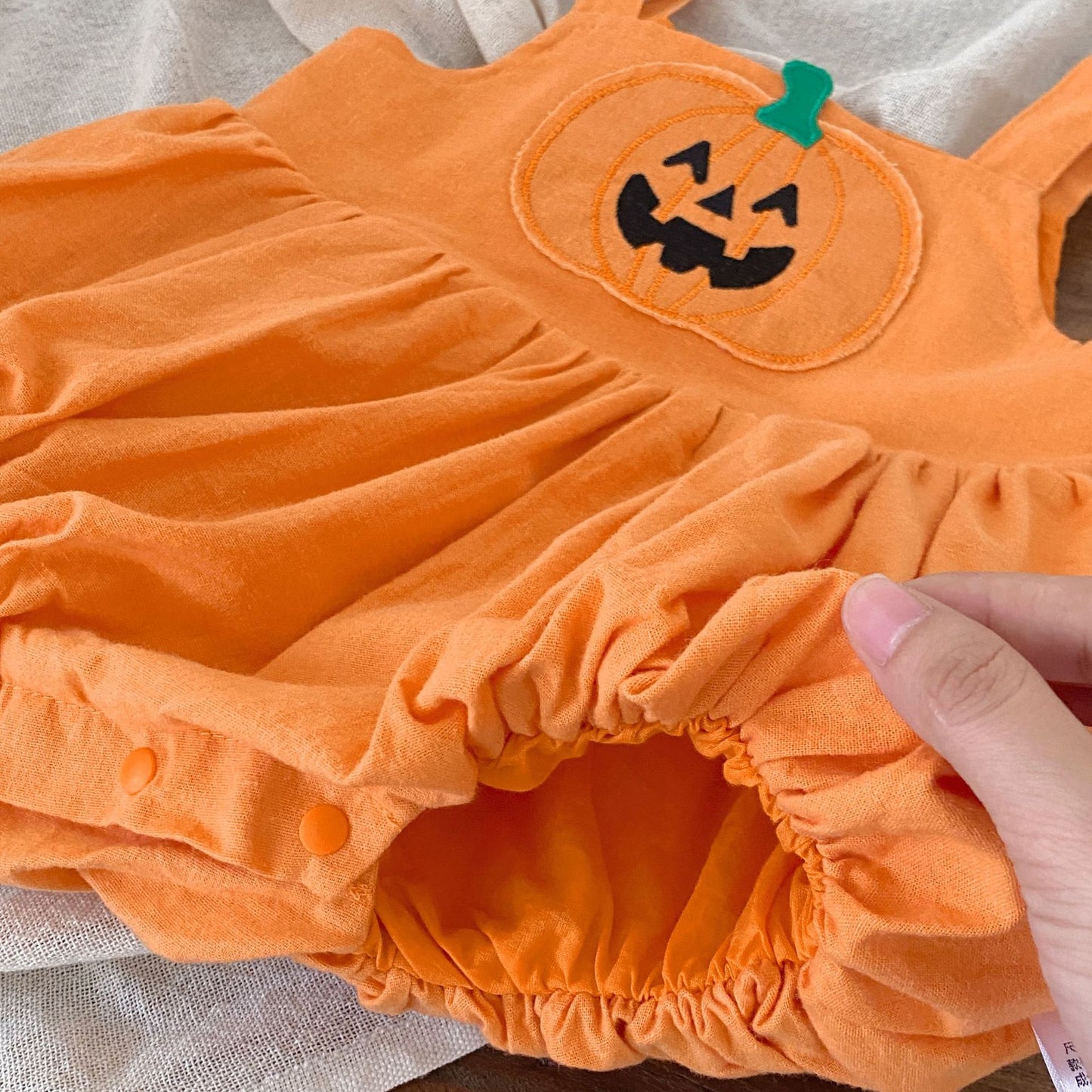 G25091114萬聖節夏季嬰兒衣男寶寶吊帶南瓜連身衣