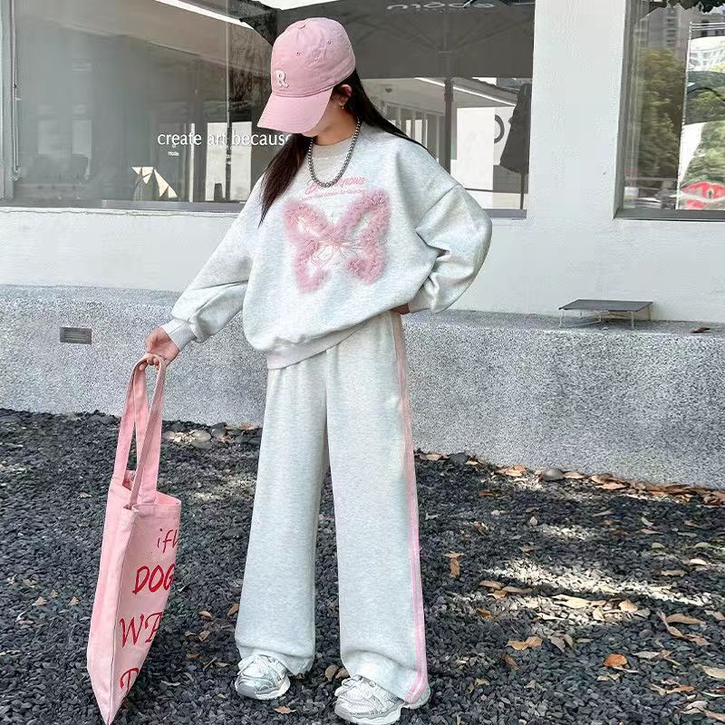 FG25112013女童卫衣套装春秋新款中大童时尚洋气阔腿卫裤儿童休闲两件套