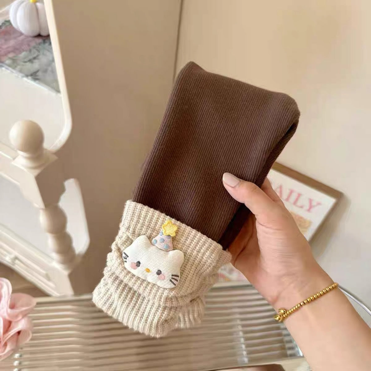 GL25122510女童加絨加厚緊身褲冬裝純棉女寶寶一體絨保暖褲兒童外穿長褲潮