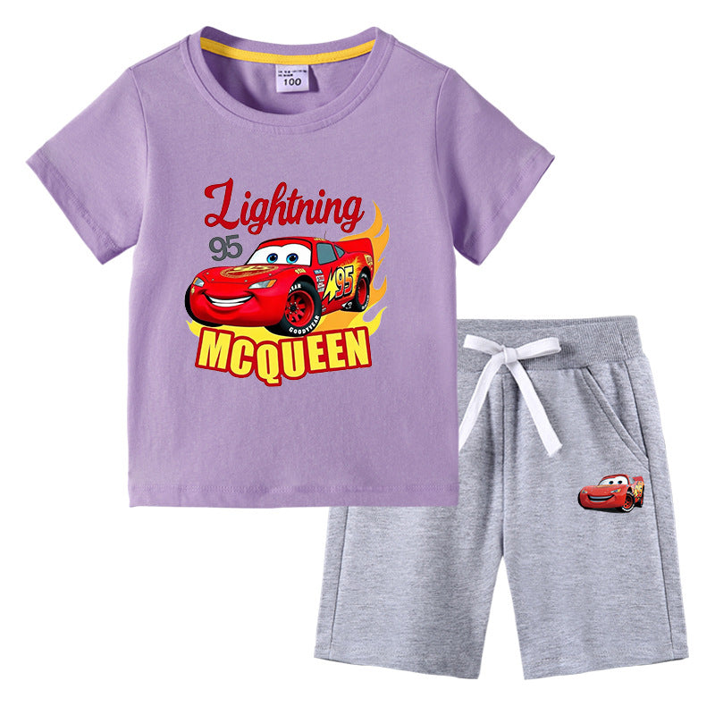 CI26041508兒童裝韓版男生T恤夏季上衣褲子半袖棉短袖中褲兩件套