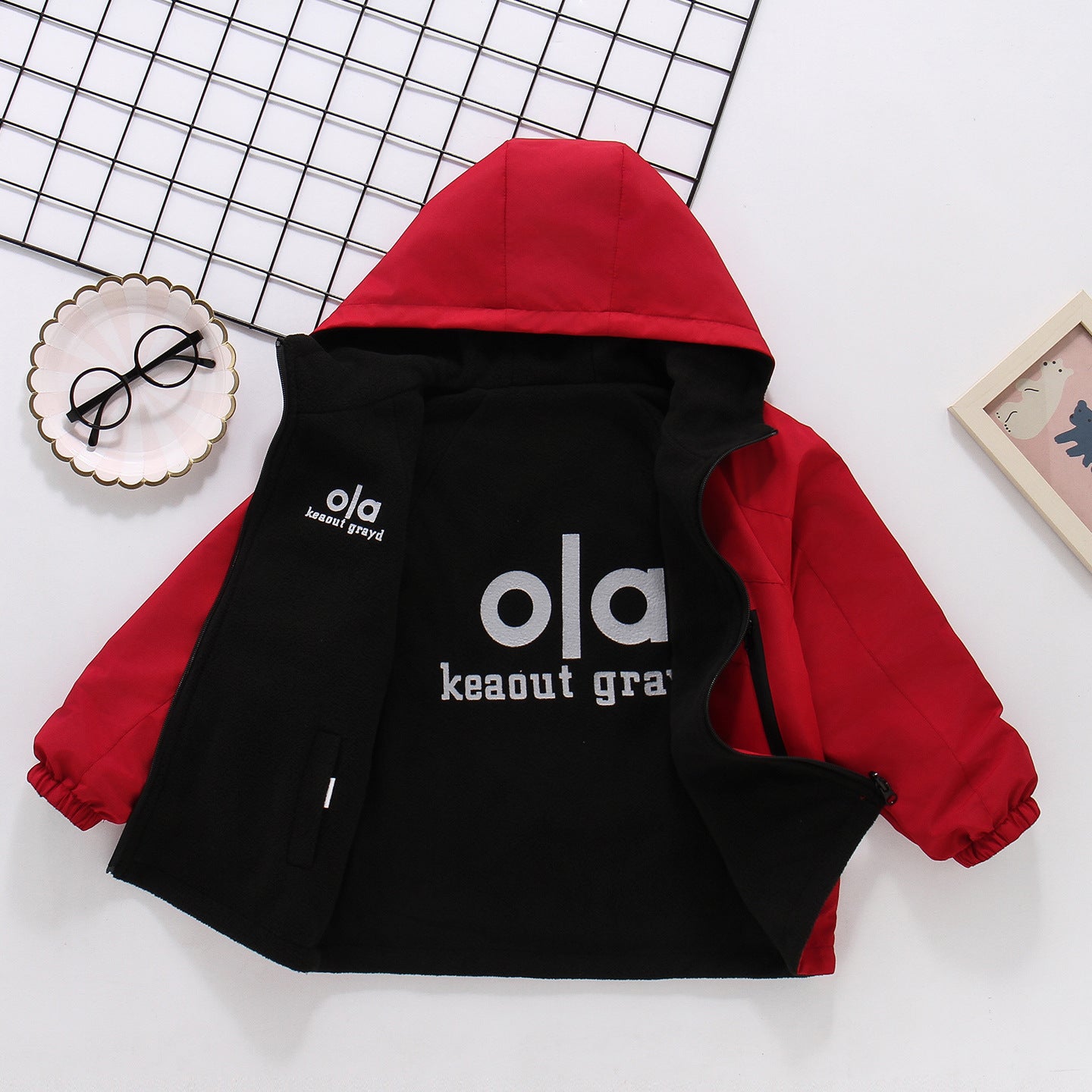 CH25110507男童秋冬季裙新款加絨衝鋒衣兒童兩面穿秋冬戶外防風衣