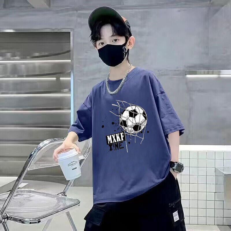 FO26062604 男童短袖棉質t恤夏季新款寬鬆帥氣印花透氣卡通中大童半袖兒童潮