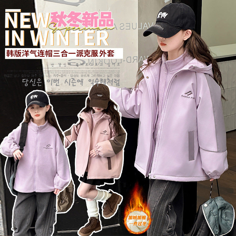 CH25110519女童衝鋒衣秋冬秋季三合一防風可感運動登山服