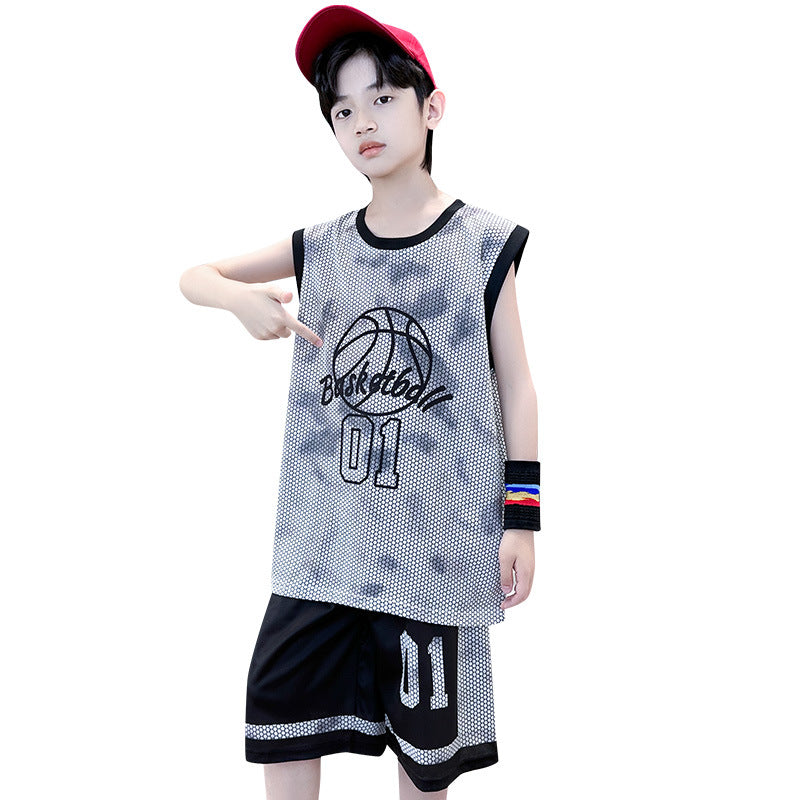 FM26042216童裝男童籃球服速乾套裝兒童無袖背心夏裝男生夏季中大童運動球衣