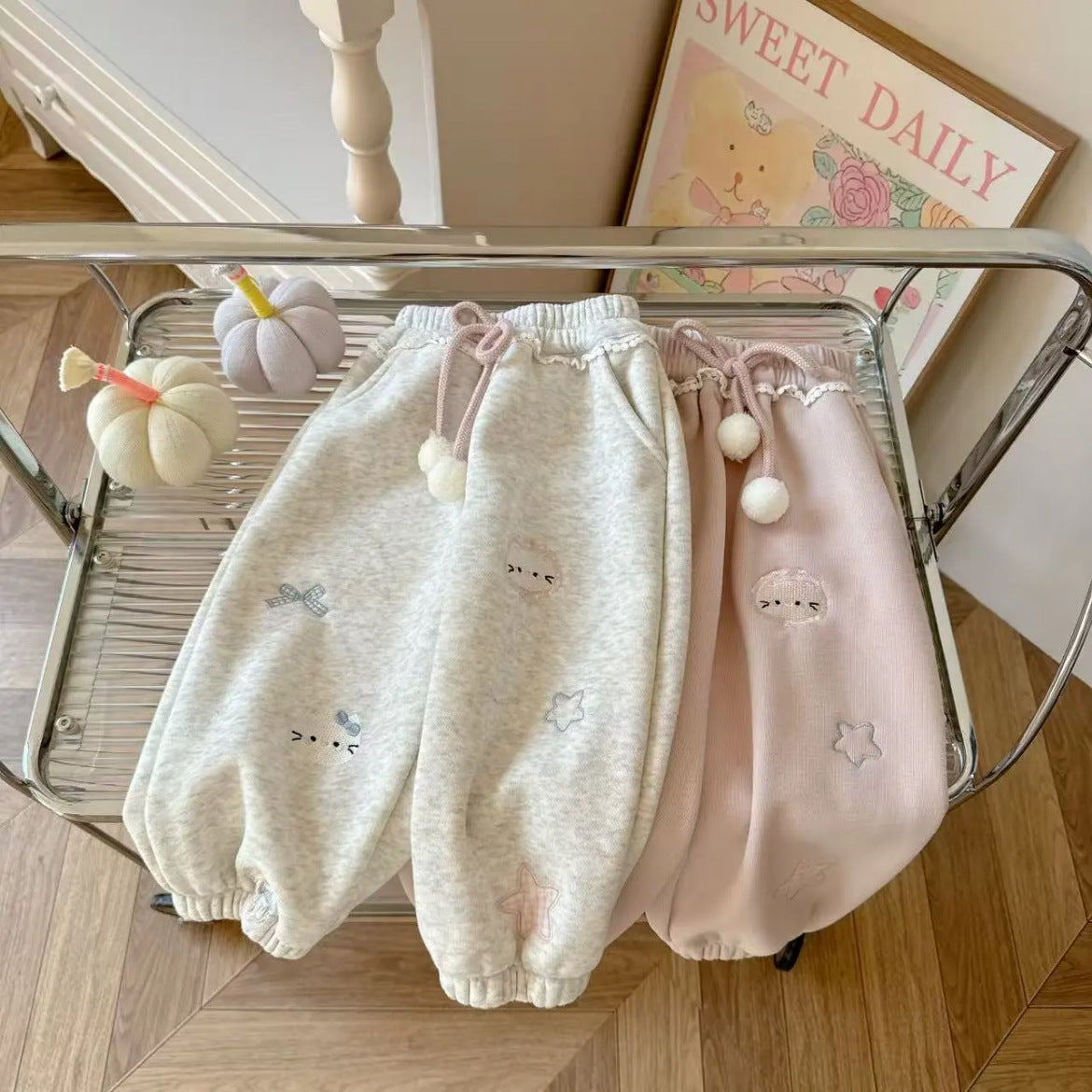 GL25122509女童加絨衛褲2025秋冬新款女寶寶保暖褲子兒童冬裝加厚束腳長褲