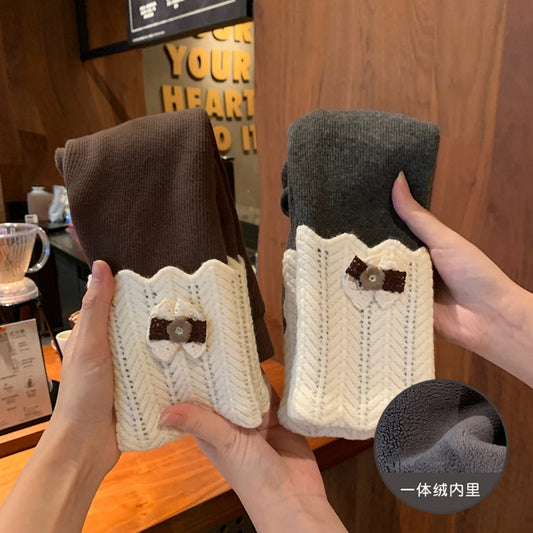 GL25122508純棉女童加絨緊身褲2024新款秋冬小童女寶寶穿搭搭絨褲外穿