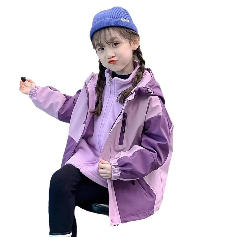 CH25110502女童衝鋒韓系裙秋冬款新款洋氣兒童秋冬裝加厚冬季三合一