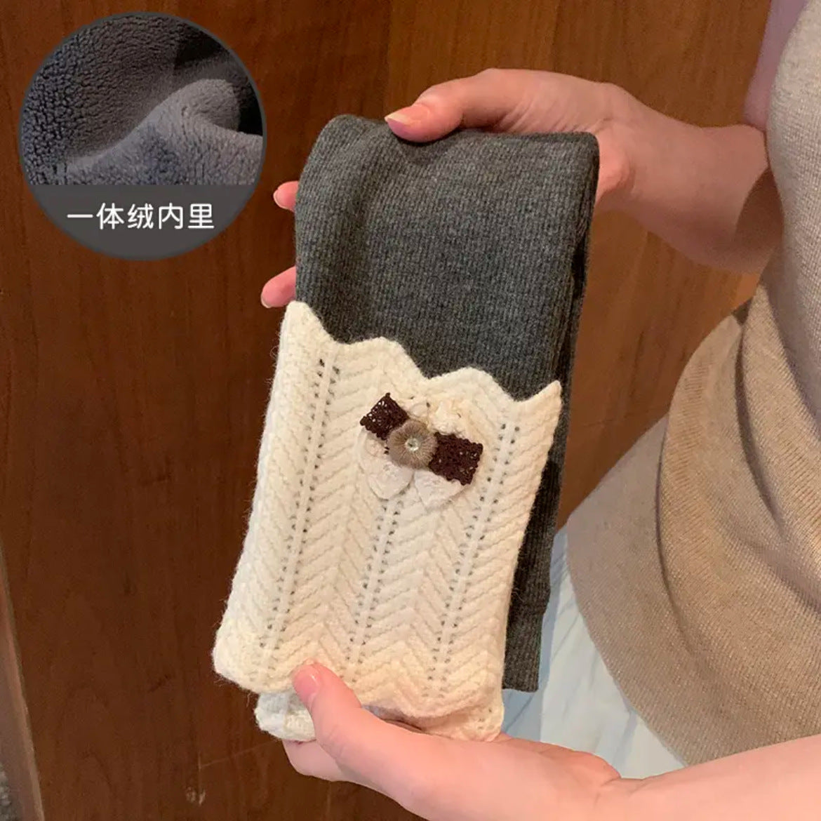 GL25122508純棉女童加絨緊身褲2024新款秋冬小童女寶寶穿搭搭絨褲外穿