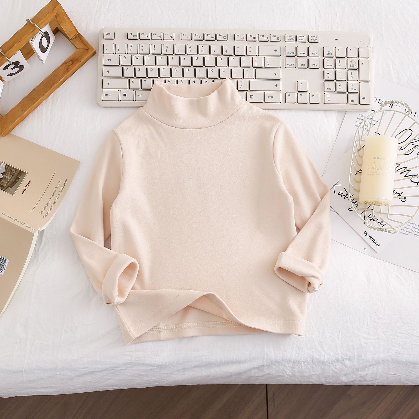 CA25112715女童秋裝新款兒童德絨打底衫洋氣百搭長袖上領上衣潮保暖服裝