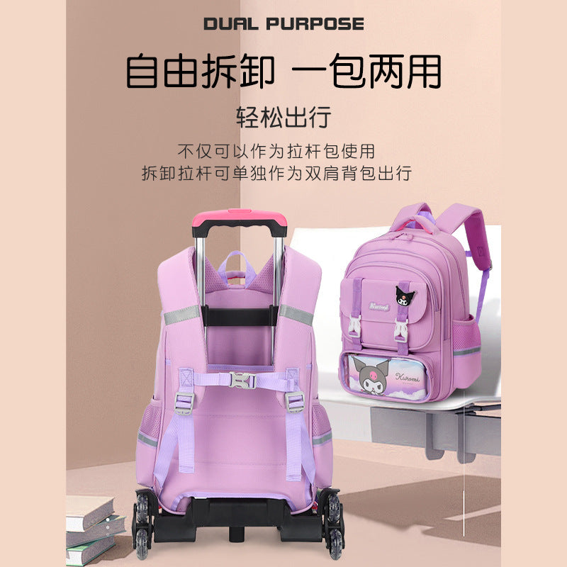 Z25022303兒童拉桿書包女生小學生一二三到六年級防水爬樓女童拉桿式大容量