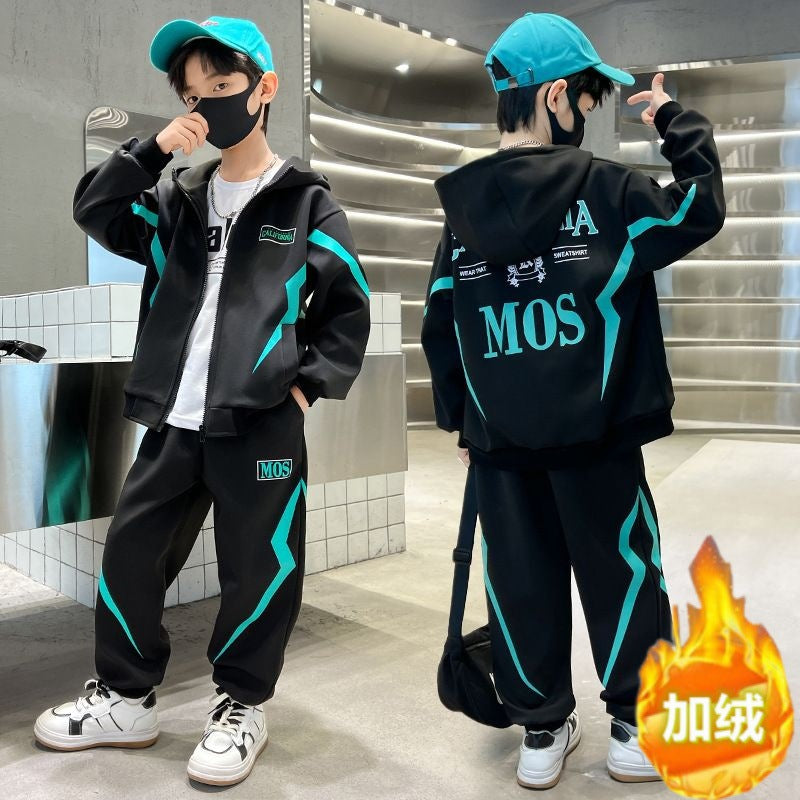 FG25112008兒童裝男童春裝套裝新款中大童炸街潮春秋款衛衣運動服