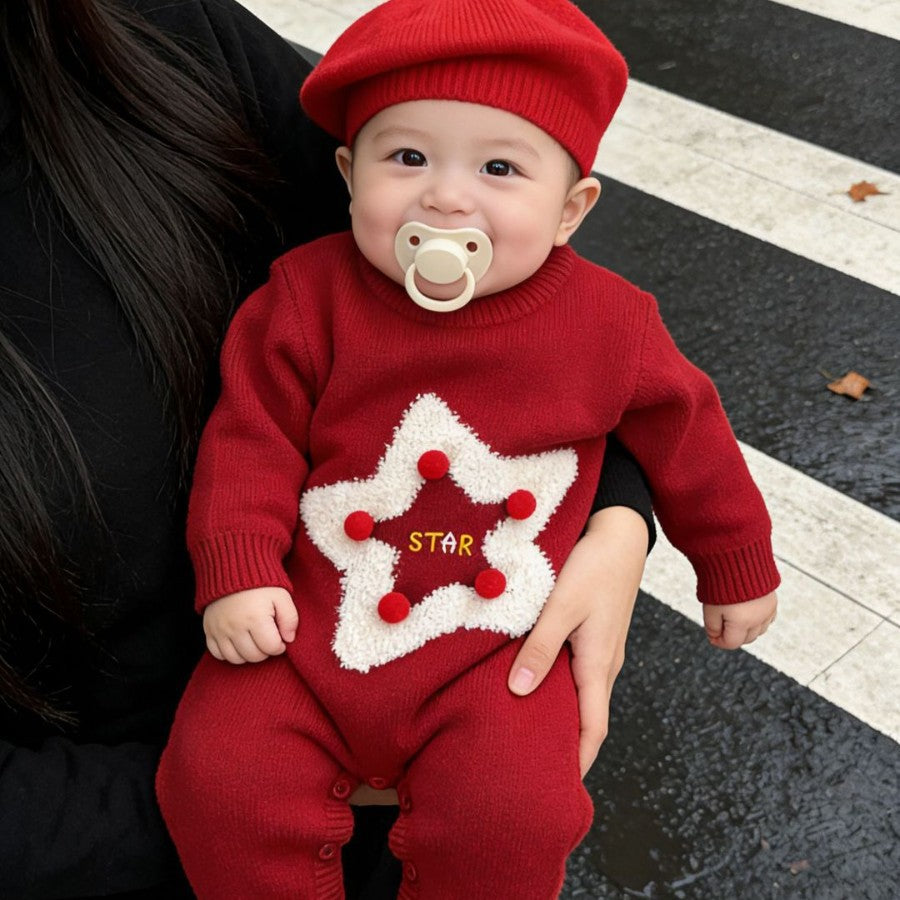 L26010616新年親子裝2026新款潮一家三四口馬年紅色年服喜慶過年加厚毛衣潮