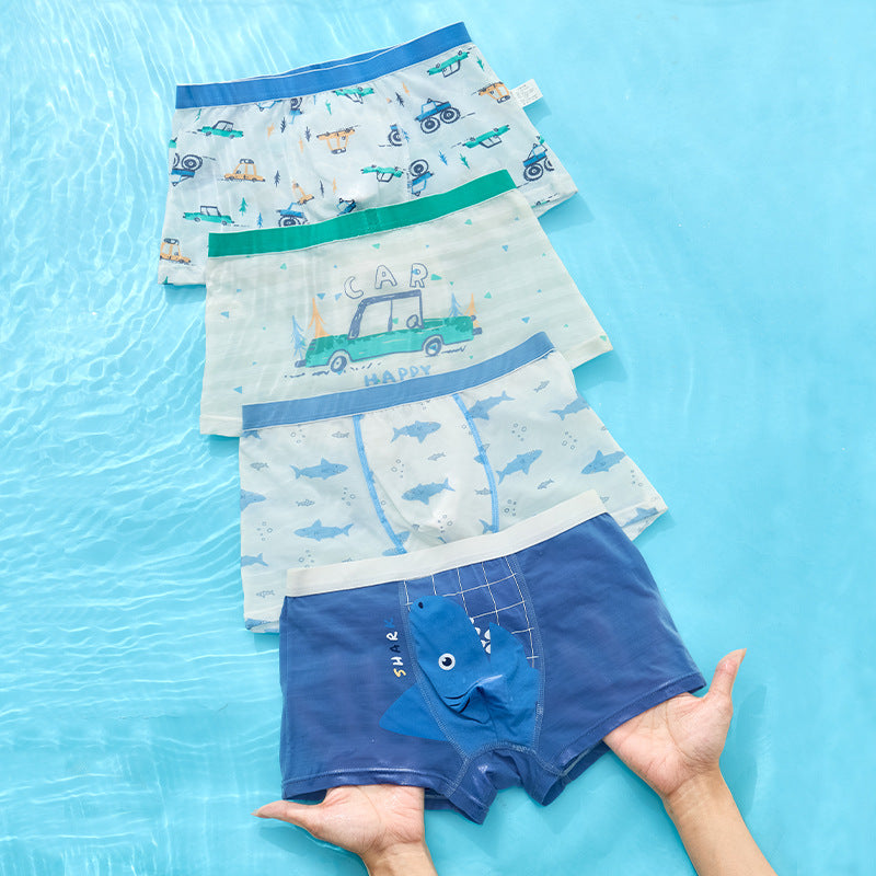 Z25040112男童莫代爾內褲冰絲兒童中大童清涼四角褲男寶小童平角短褲夏季款