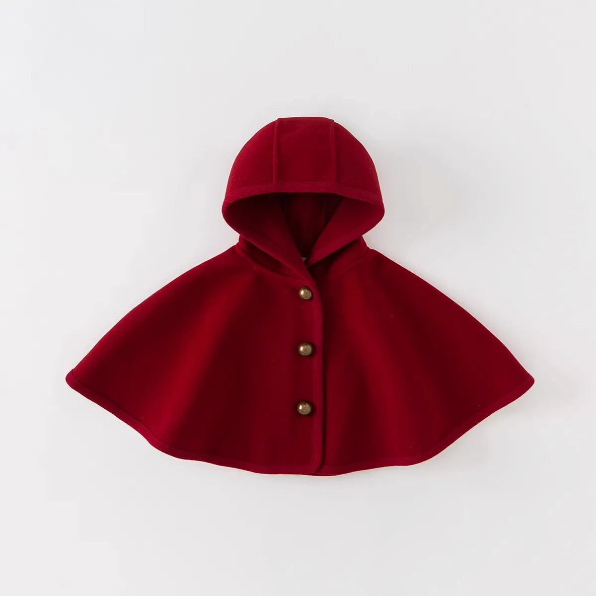 Z23112008秋冬女童裝外套披風寶寶洋氣兒童個性潮韓版時髦連帽紅色斗篷披肩