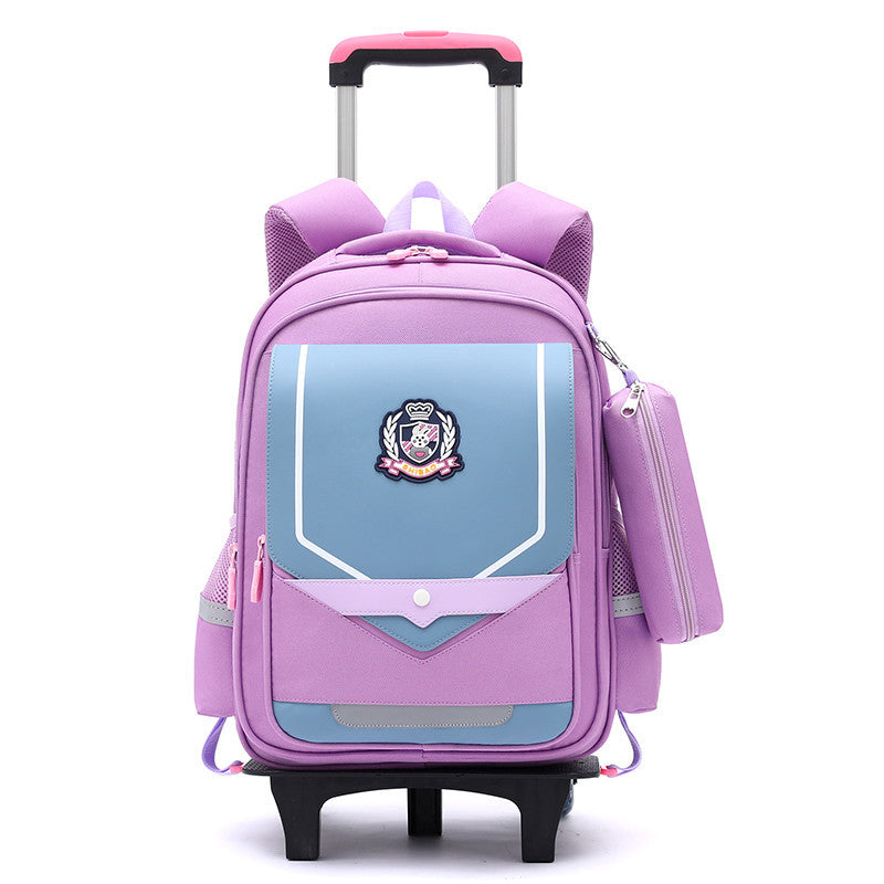 Z25022311兒童拉桿書包小學生防水女男拉桿式拖拉爬樓一二三到六年級大容量