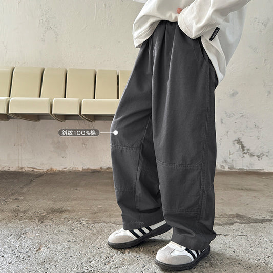 GJ25082721海媽家2025春秋新款男童純棉休閒褲秋裝長褲寬鬆韓版童裝潮中大童