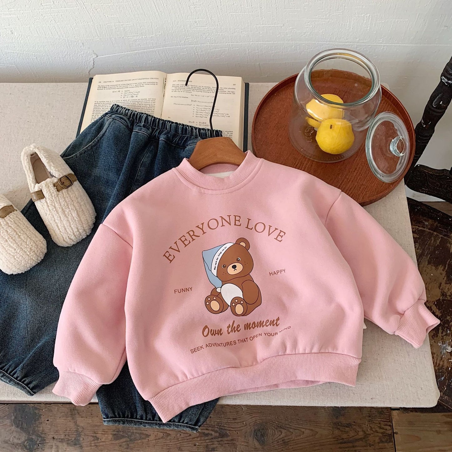 CA25112711兒童加絨衛衣男女童外套卡通印花套頭打底衫加絨加厚上衣潮一體絨