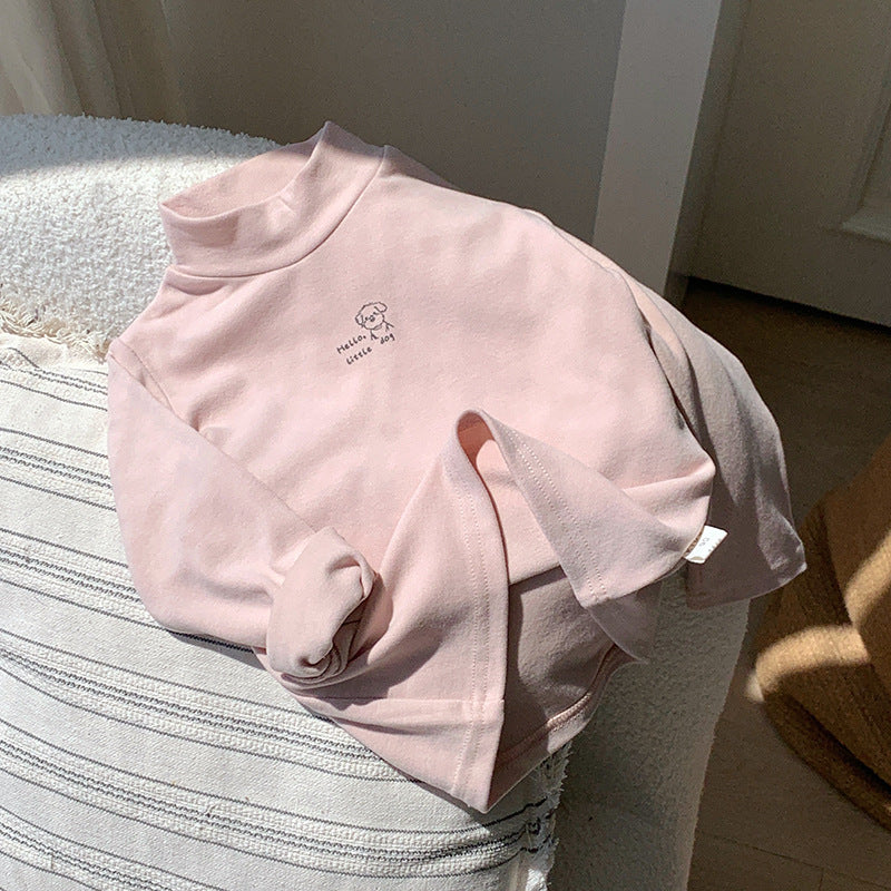 CA25112706兒童打底衫女寶半高領德絨男童女童款秋冬內搭打底衣小童