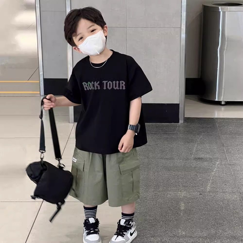 CE26022612重磅純棉帥氣童裝男童短袖中童兒童T恤夏季流行時尚夏裝上衣半袖