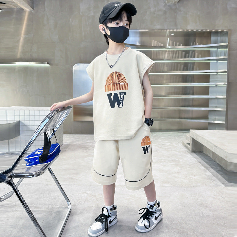 FM26042210男童夏裝套裝夏裝2026新款中大童夏季薄短款兒童兩件套衣服超酷