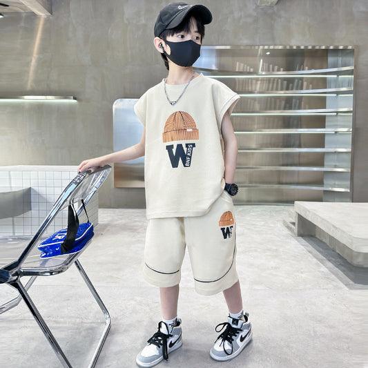 FM26042210男童夏裝套裝夏裝2026新款中大童夏季薄短款兒童兩件套衣服超酷