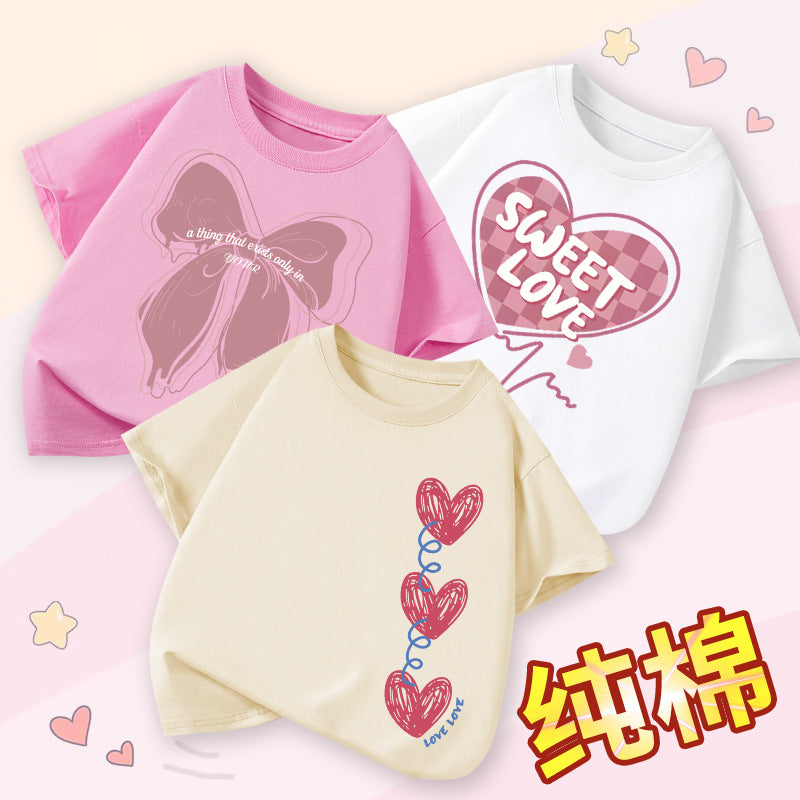 FN26052905女童短袖t卹夏季純棉薄女童衣服2026新款時尚女孩圓領童裝