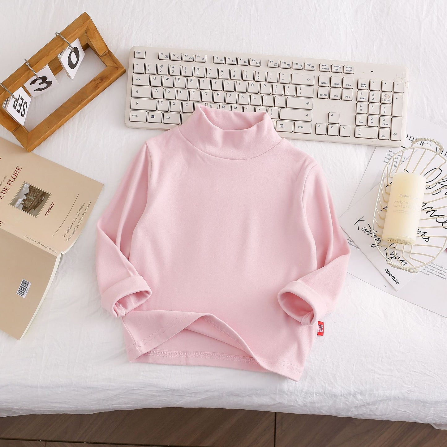 CA25112715女童秋裝新款兒童德絨打底衫洋氣百搭長袖上領上衣潮保暖服裝