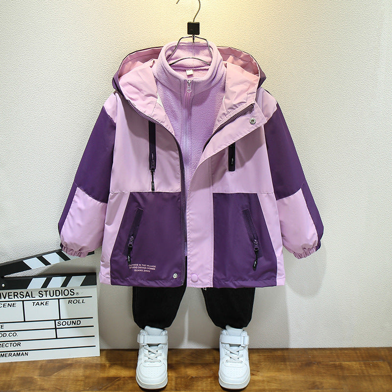 CH25110511女童春裝新款兒童三合一可感知春秋款大童女孩春季衝鋒衣