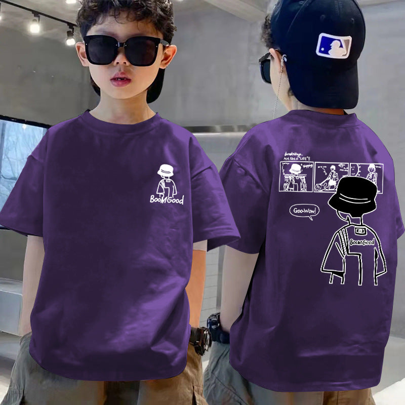 FO26062613 100%純棉兒童T恤短袖外貿品質新款春夏款中大男童夏季半袖上衣潮T