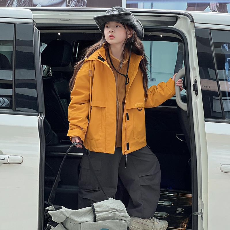 CH25110520女童三合一衝鋒衣戶外秋裝時尚運動外套加厚內膽兒童夾克