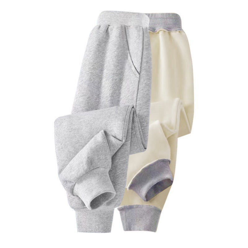 CA25112708女童加絨褲兒童冬季褲子休閒長褲秋冬款一體學生加厚保暖束腳外穿