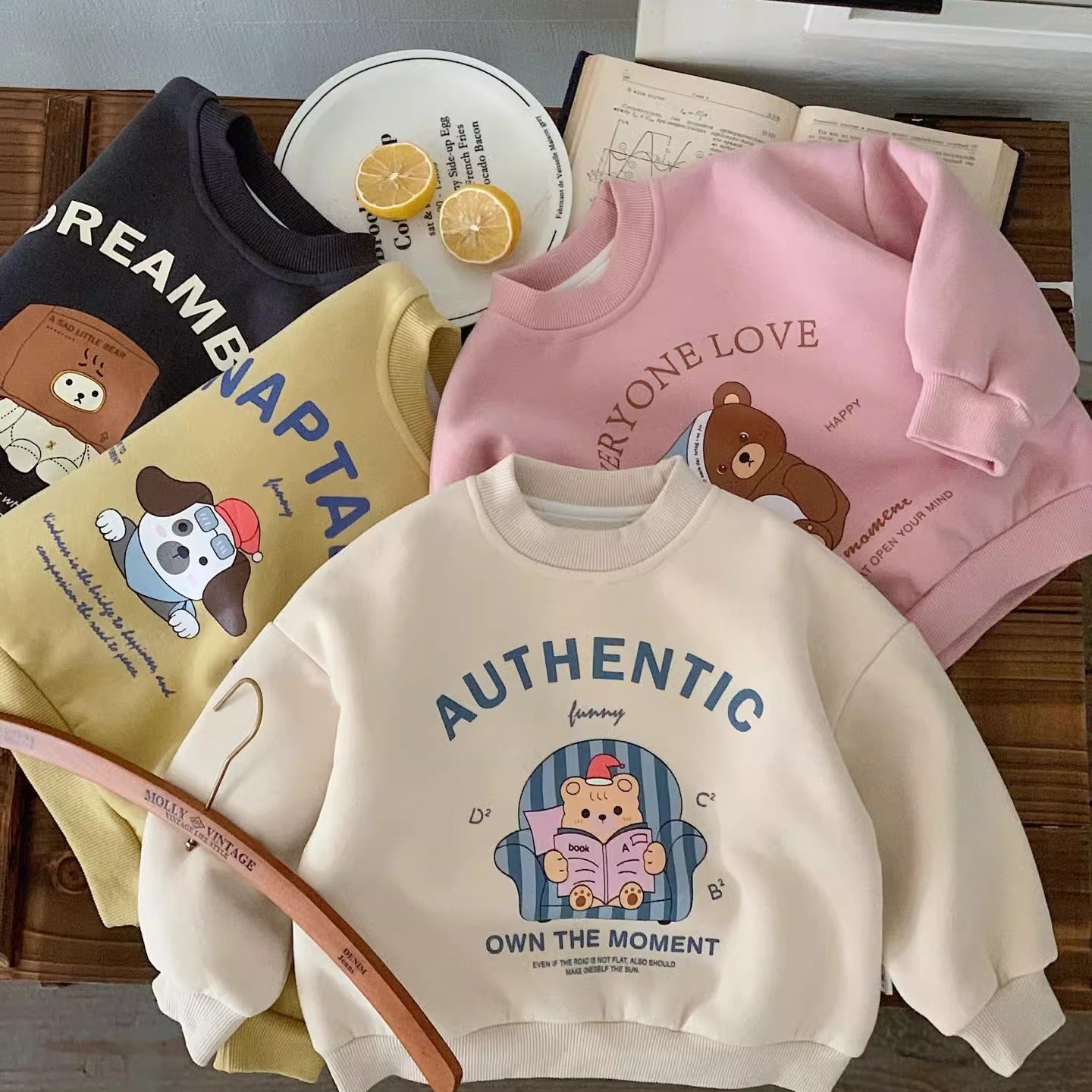 CA25112711兒童加絨衛衣男女童外套卡通印花套頭打底衫加絨加厚上衣潮一體絨