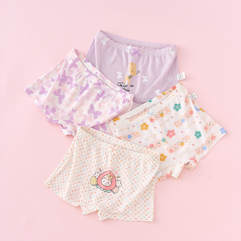 Z25040120女童莫代爾平角內褲兒童四角女寶寶短褲中大童小女孩冰絲夏季薄款