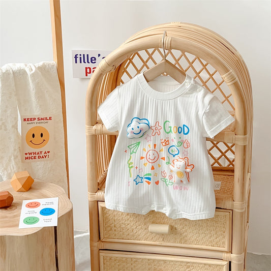 GH25070703夏季薄款新生兒短袖爬服a類童裝韓版嬰幼兒可愛字母連身衣（熱銷商品—庫存不多僅上架批發２周）