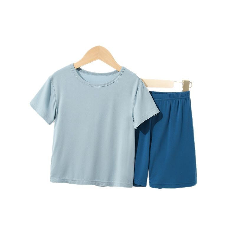 CK26050510兒童睡衣代莫爾男童短袖短褲中小童家居服女童夏季冰絲睡衣套裝(9-12天到貨)