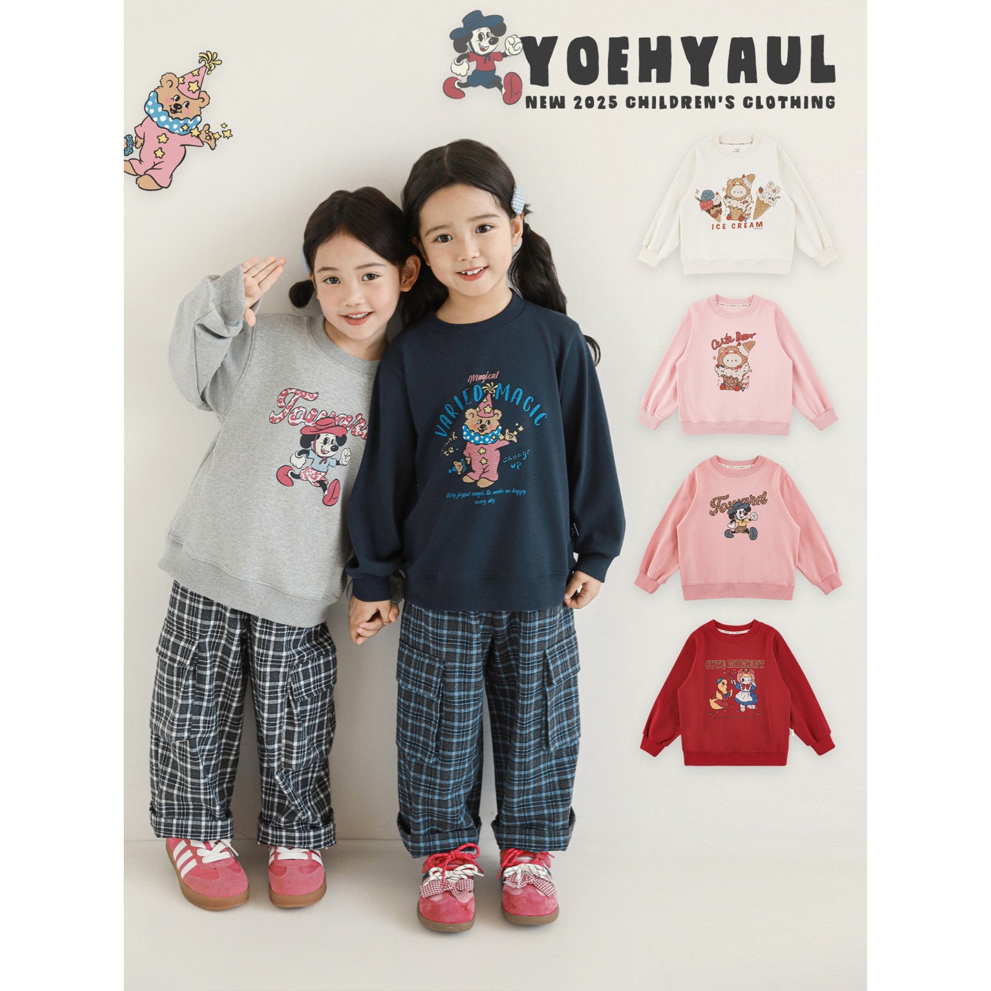 CA25112717女童百搭加絨衛衣2025秋季兒童童趣可愛百變卡通範保暖上衣長袖