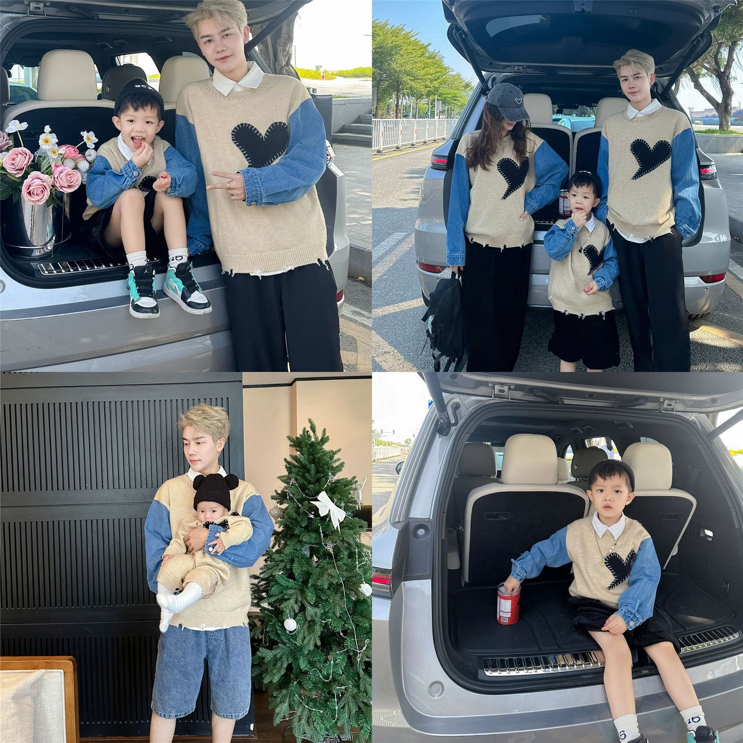 L25120410親子毛衣男女童衛衣兒童2025秋裝剪裁毛衣中小童時尚洋氣上衣