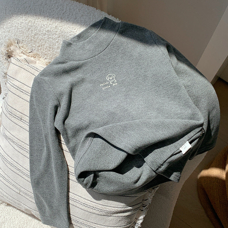 CA25112706兒童打底衫女寶半高領德絨男童女童款秋冬內搭打底衣小童