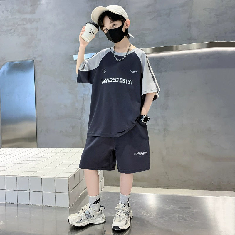 FM26042208男童夏裝套裝2026新款洋氣夏季兒童短袖潮流運動兩件式男孩夏款潮