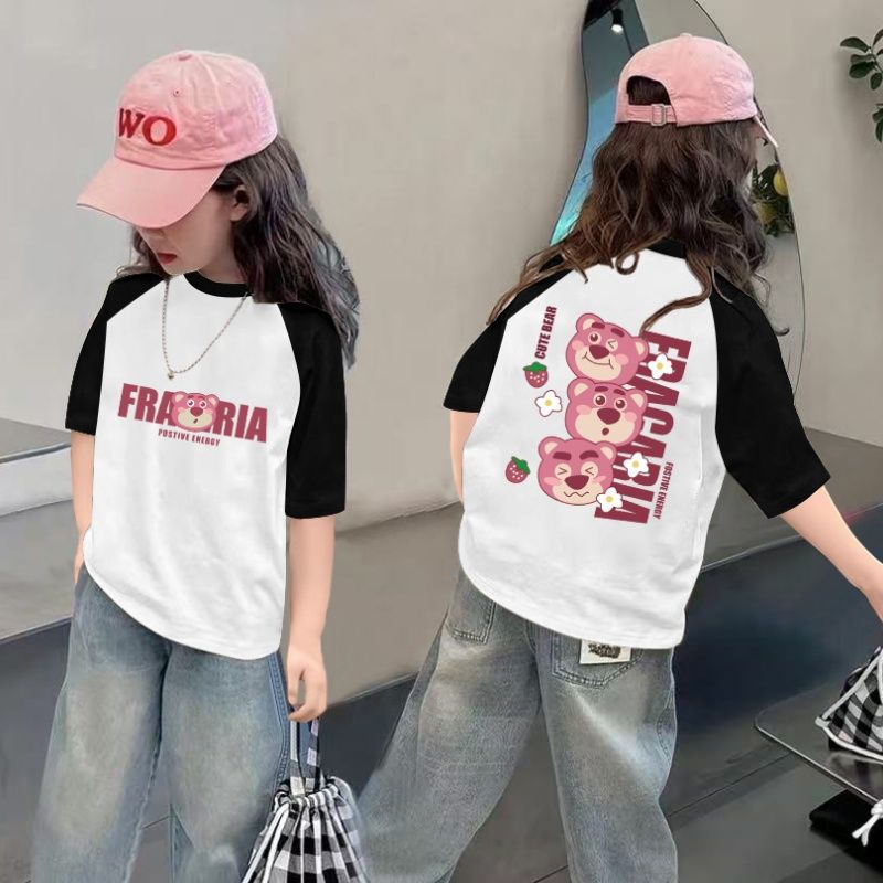 CE26022616女童夏季短袖T恤纯棉2026新款儿童洋气半袖女孩夏装薄款体恤上衣t