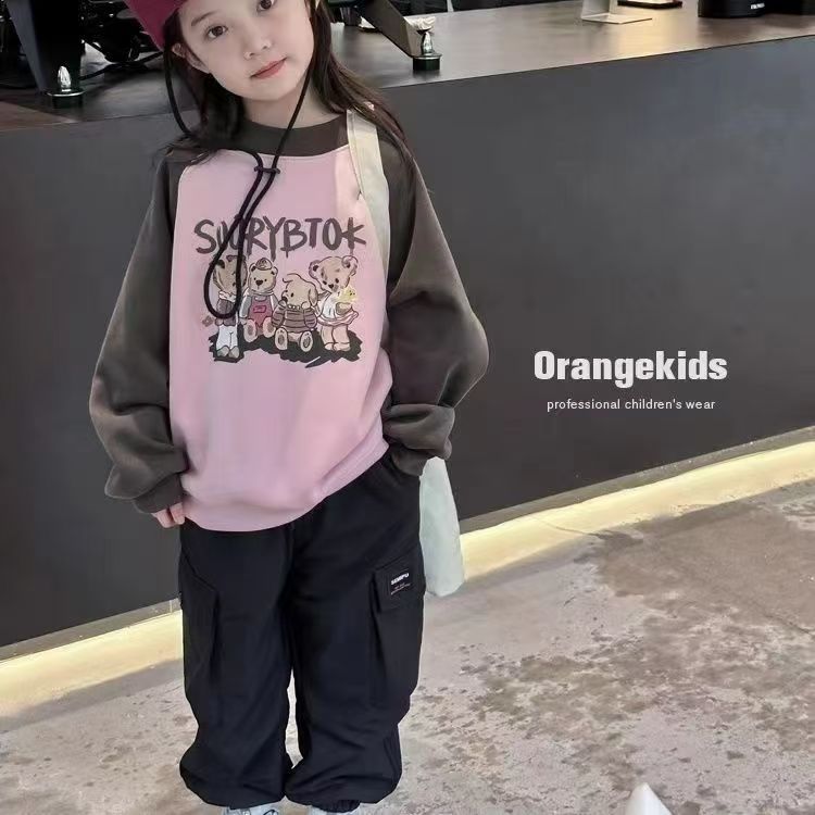 FG25112011童裝女童套裝春秋洋氣中大兒童網紅長袖休閒韓版衛衣單件上衣